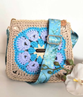 Torebka beżowo - błękitna